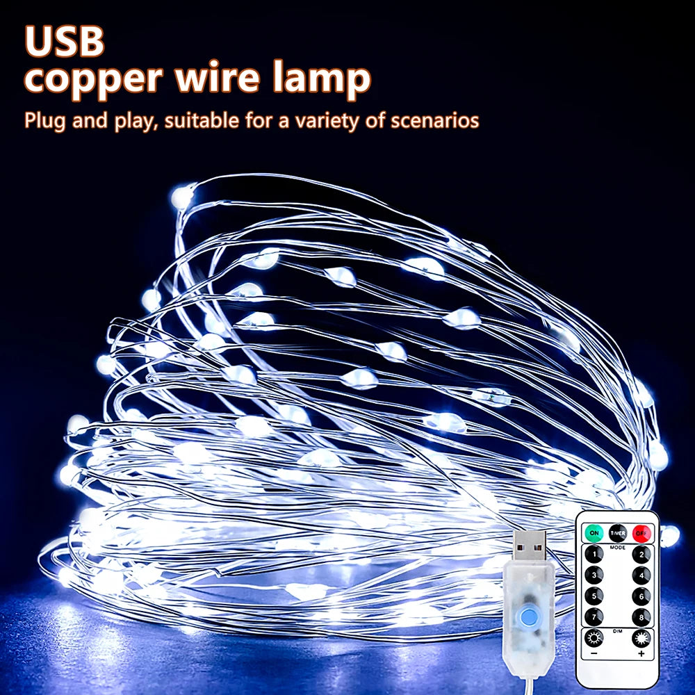guirlande lumineuse dorée moderne waterproof 10m 20m led adhésif télécommande noël festive