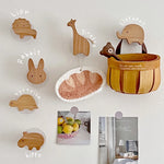 porte clés forme animaux bois naturel minimaliste suction lion girafe hippopotame tortue