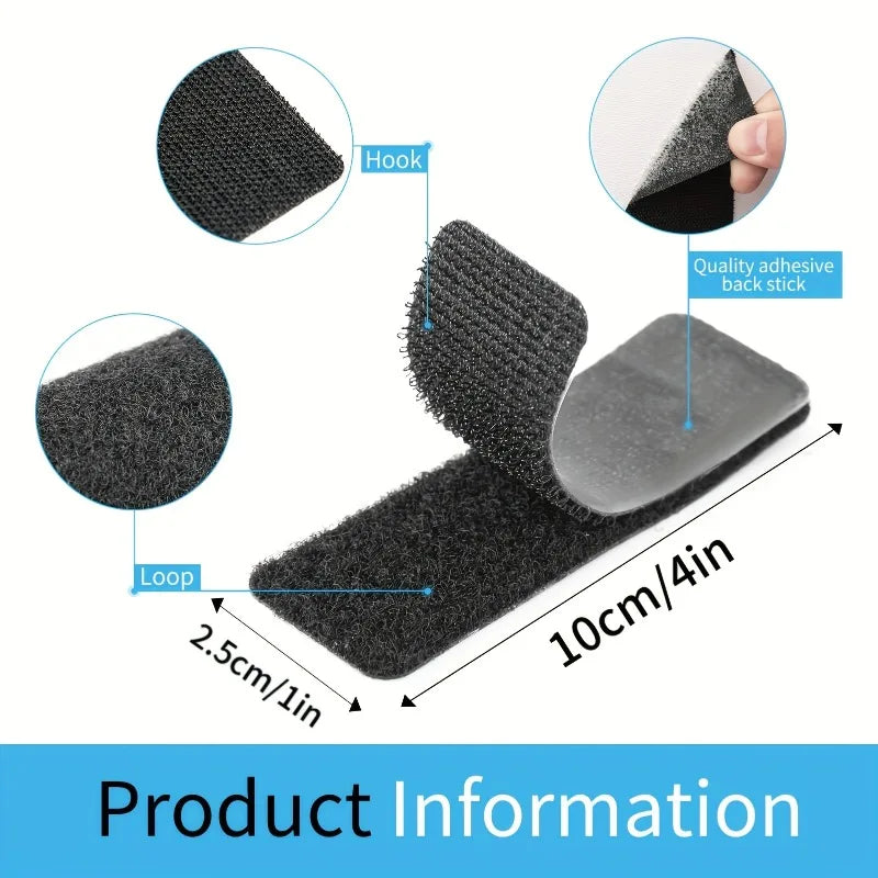 rubans adhésifs autoagglutinants noirs velours 16 paires fort tenue pratique double face sans résidu