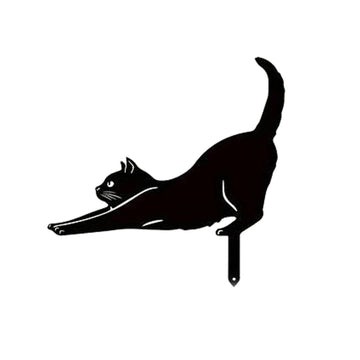 décoration jardin chat métal noir rouille silhouette animaux extérieur fleurs outils bottes jaunes