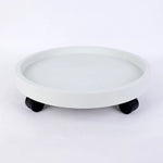 plateau plantes fleurs mobile rotatif roulettes base support eau gris blanc moderne 19cm 26cm