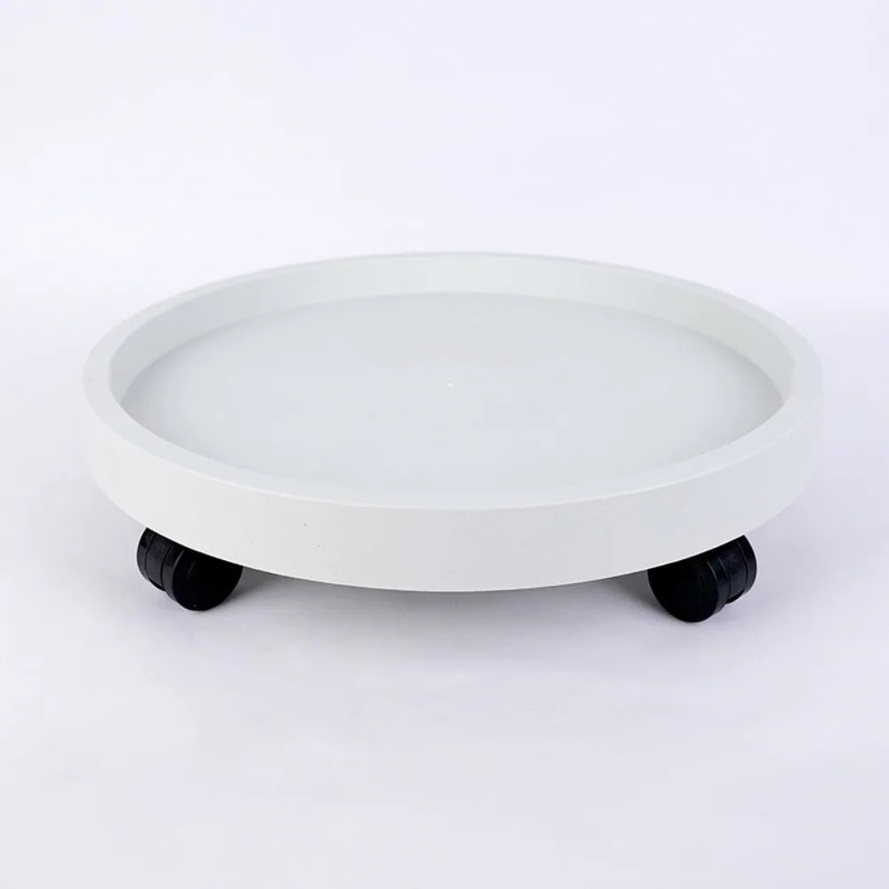plateau plantes fleurs mobile rotatif roulettes base support eau gris blanc moderne 19cm 26cm