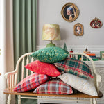 housse coussin noël carreaux rouge vert polyester décorative maison voiture 60x60cm 45x45cm traditionnelle festive