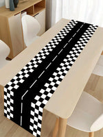 nappe table course automobile motif carreaux noir blanc décoration salon salle manger