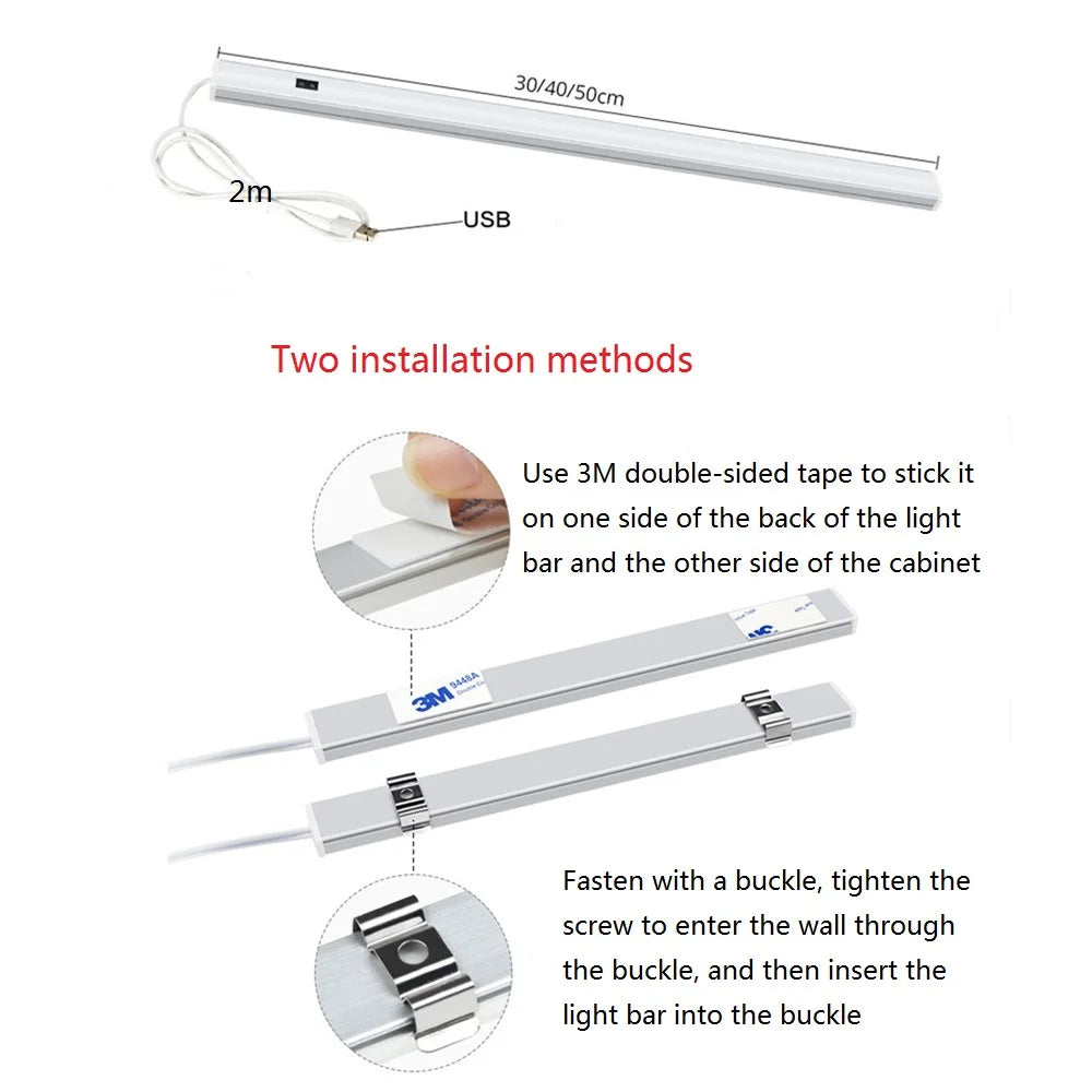 lampe barre led blanc moderne 30 40 50cm adhésif usb 12v tactile chambre
