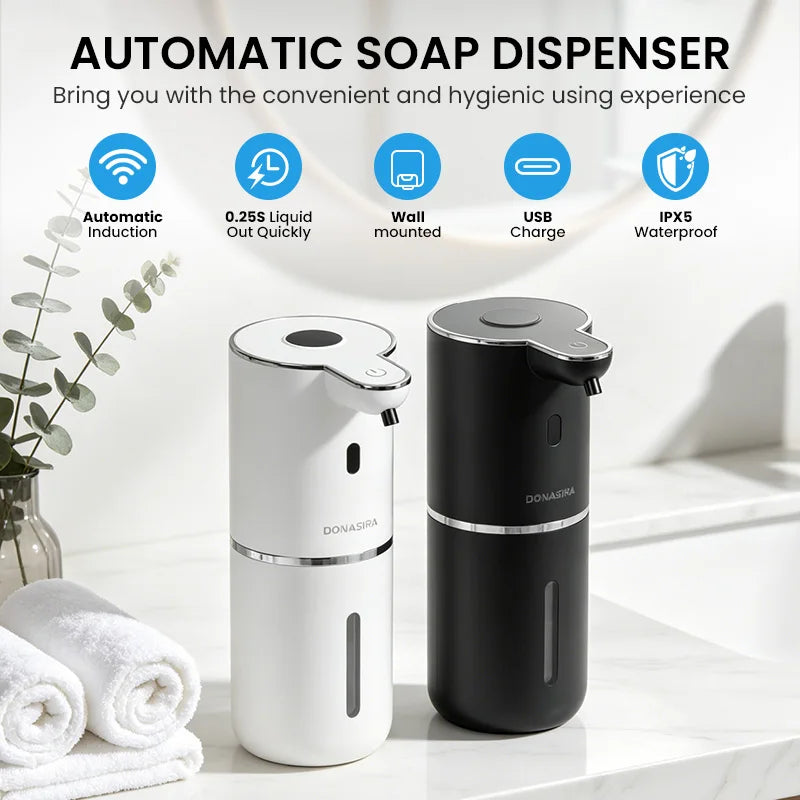 distributeur savon automatique blanc noir tactile hd écran mousse liquide rechargeable usb