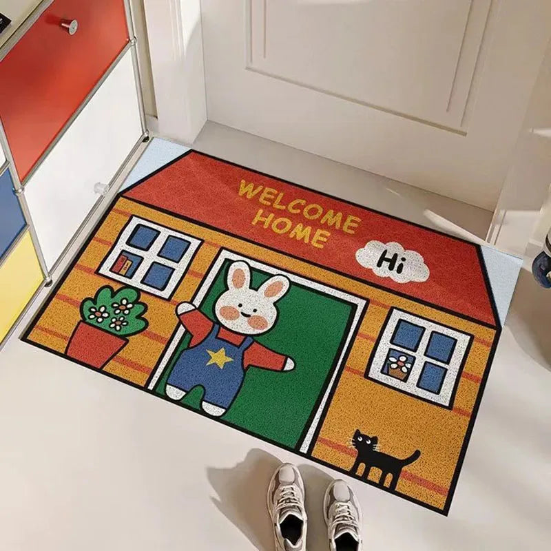 tapis d'entrée moderne lapin bienvenue adhésif extérieur intérieur 40x60cm 50x80cm 60x90cm