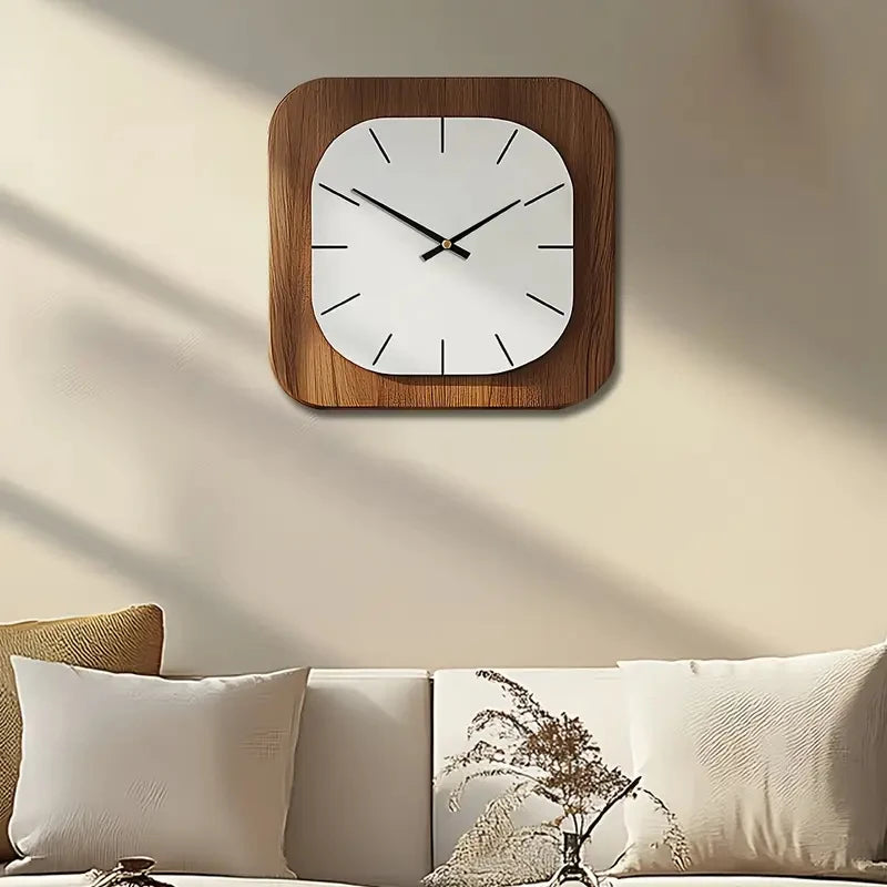 horloge murale acrylique moderne cadre bois noir aiguille quartz visage unique chambre salon decoration