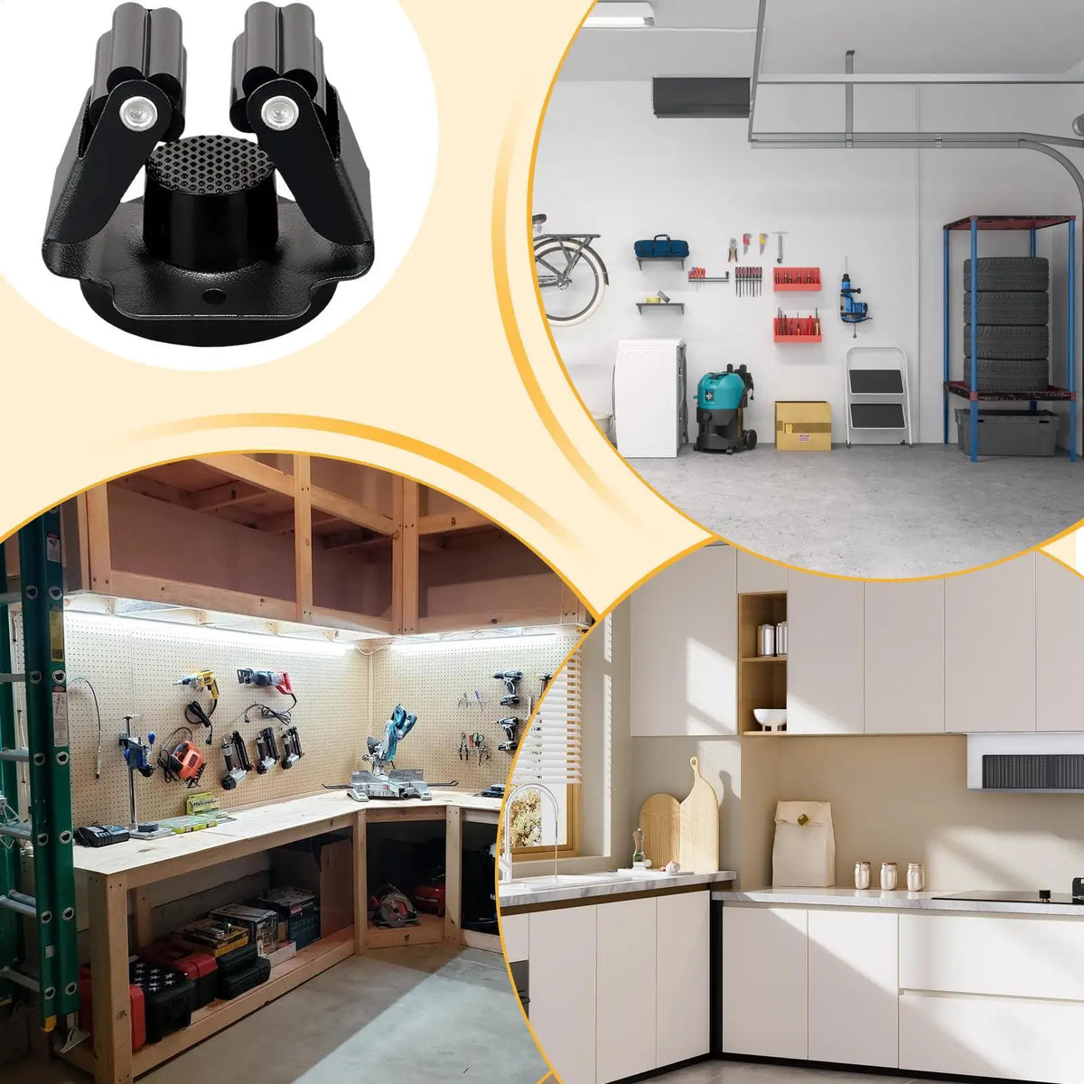 support mural magnétique noir balais outils jardinage rack mural robuste facile garage cuisine