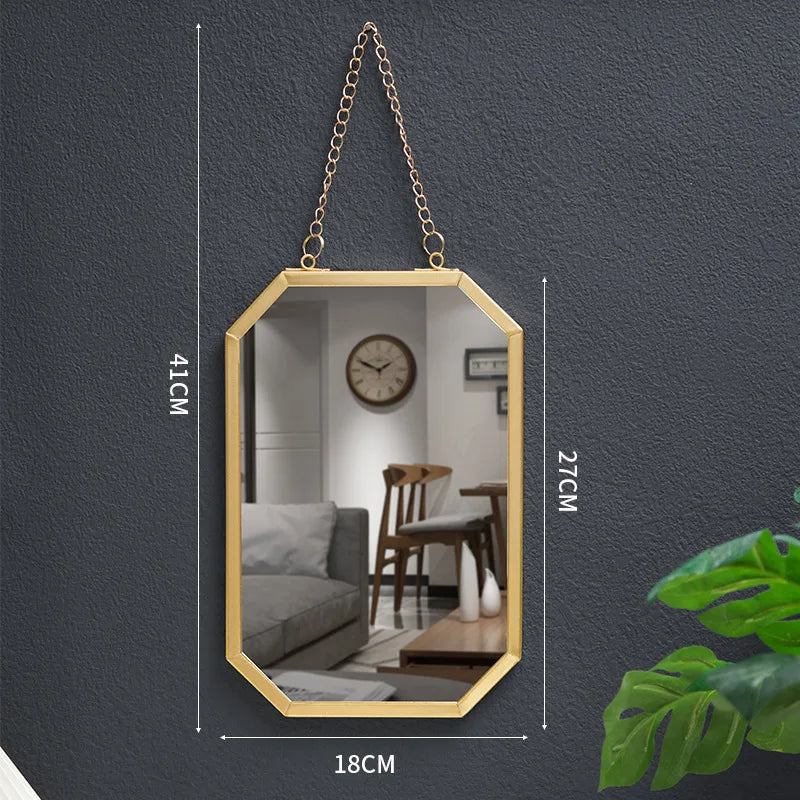 miroir mural or moderne bordure octogonale minimaliste chaines petite taille grande taille