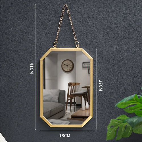 miroir mural or moderne bordure octogonale minimaliste chaines petite taille grande taille