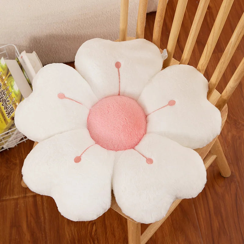 coussin fleurs stylisées orange bleu rose vert blanc jaune moderne décoration