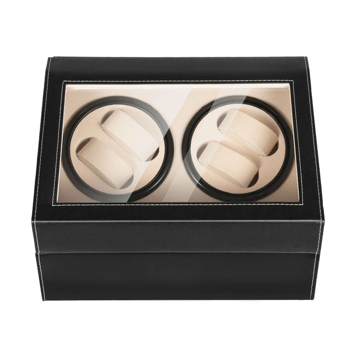 boîte montres rotative moderne compartiments rotatifs compartiments rangement bois noir beige