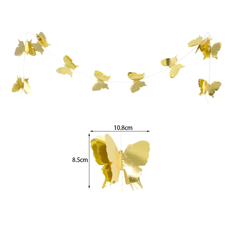guirlande papillons 3d multicolore moderne adhésif mariage anniversaire décoration événement festive