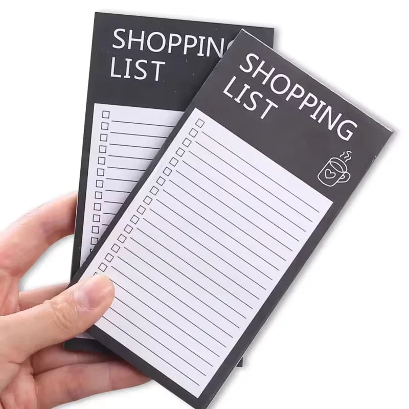tableau magnétique liste courses aimants noir blanc lignes shopping list minimaliste notes autocollantes memos