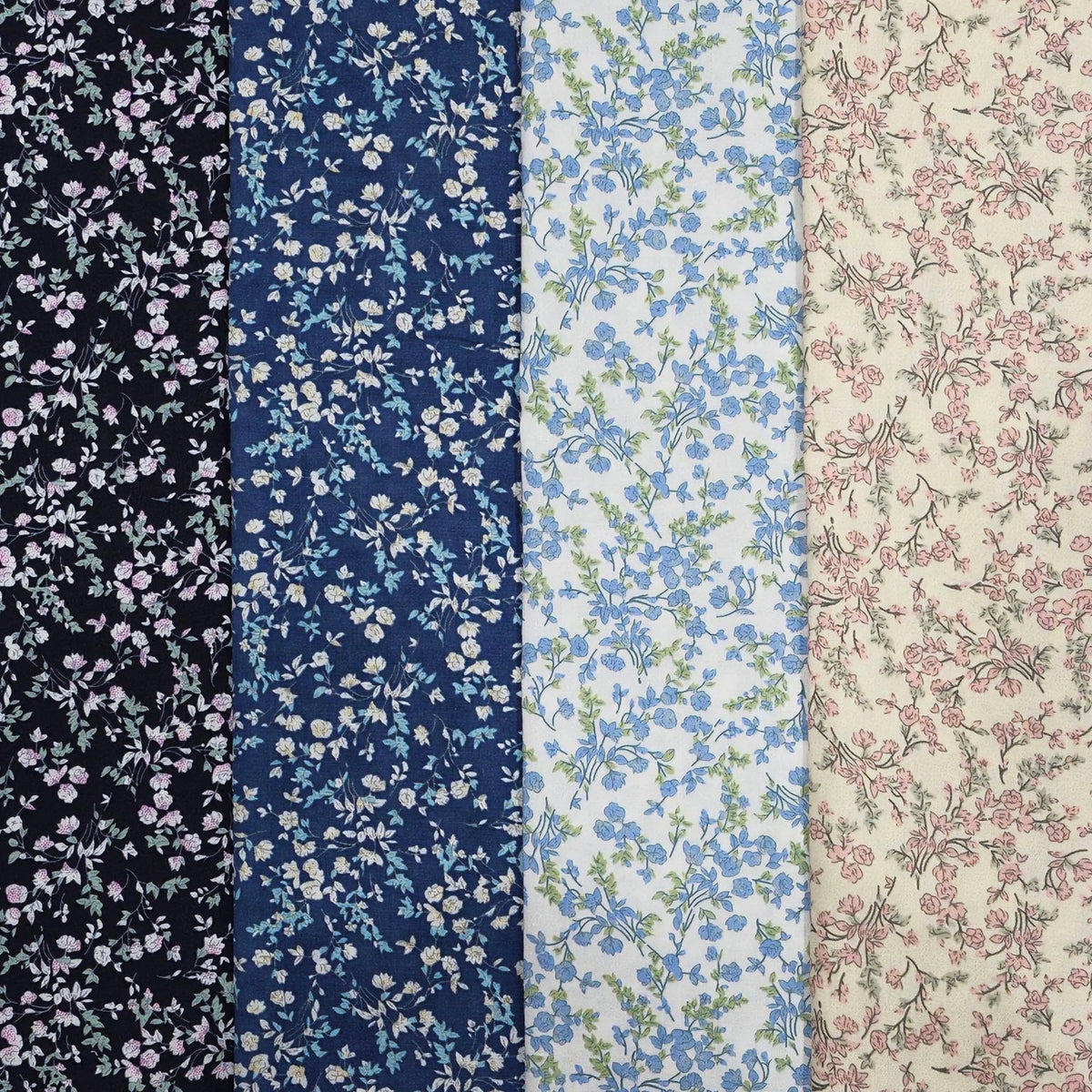 tissu coton popeline imprimé fleurs vintage motif floral couture décoration maison bricolage