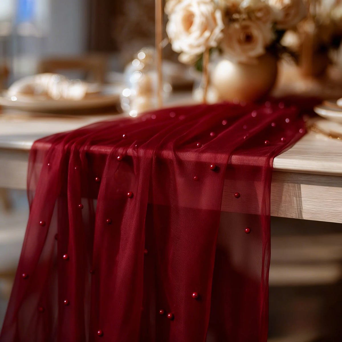 ruban décoratif rouge bordeaux élégant mariage fête noël translucent erotique festive