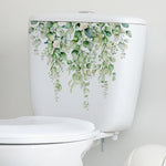 autocollant mural plante verte fleur décoration moderne salle bain toilette adhésif pvc résistant eau