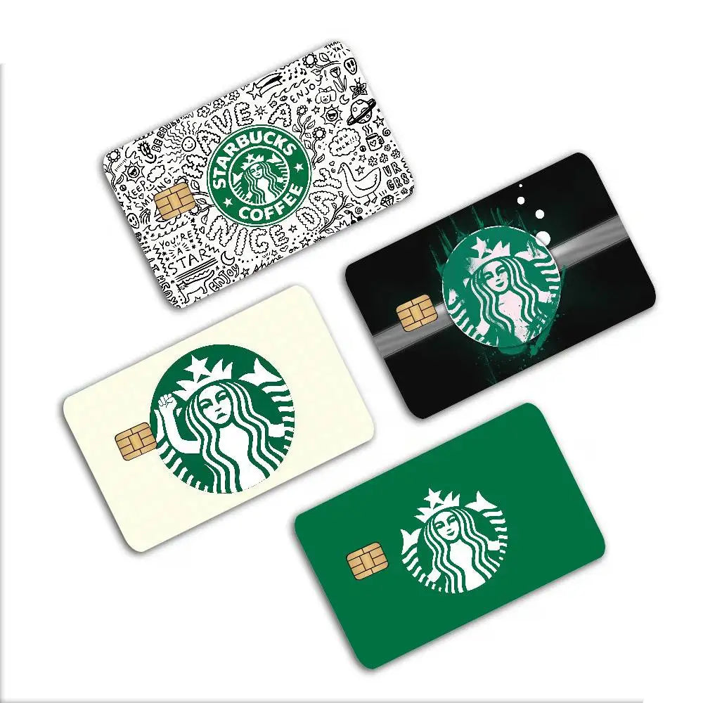 autocollant protection carte bancaire logo starbucks motif graphique moderne waterproof réutilisable