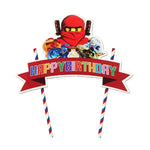 décoration gâteau anniversaire ninja happy birthday banderole clips couleurs vives enfants fête