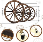 décoration rustique vintage roue chariot bois brun lignes noires métalliques suspension jardin festive western