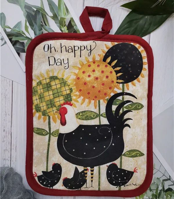 protège sous verre multicolore rustique poignées tissu motif cuisine animal fleur textes opaques rectangle