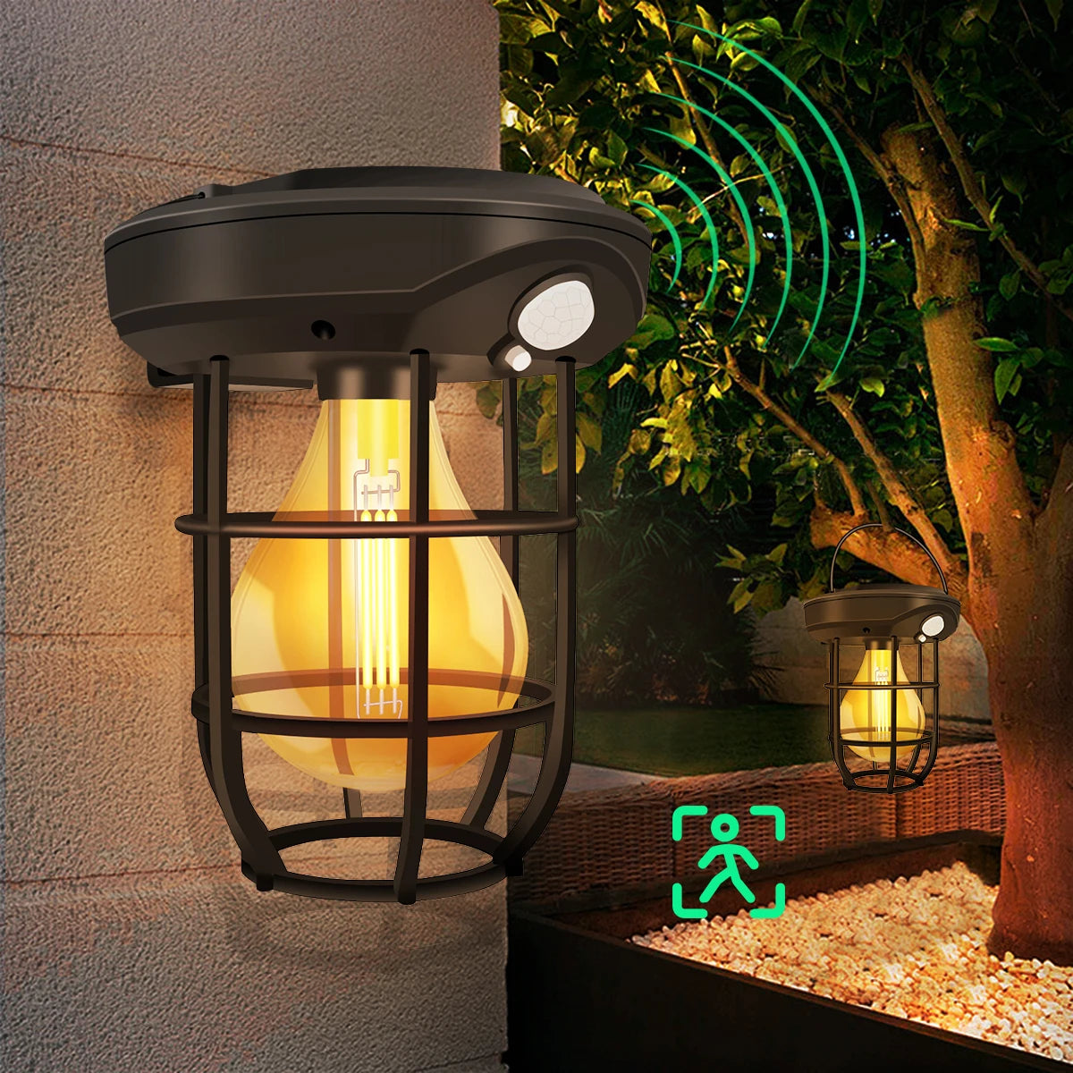 lampe solaire vintage filaire métal noir enfilade led étancheextérieur camping