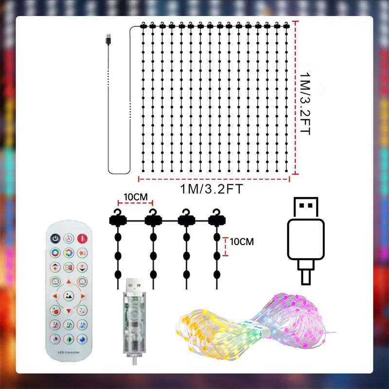 rideau lumineux led multicolore waterproof synchronisation musicale diy moderne