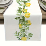 tableau lin motif feuilles fleurs citrons printemps estival blanc vert jaune decoration interieur
