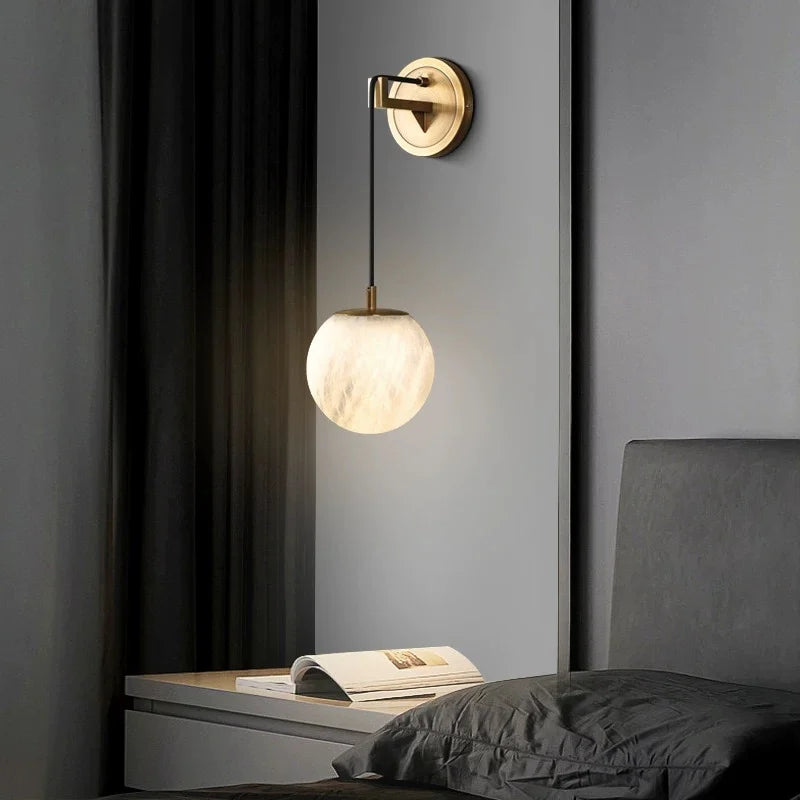 lampe murale moderne or noir marbre led cuisine chambre salon