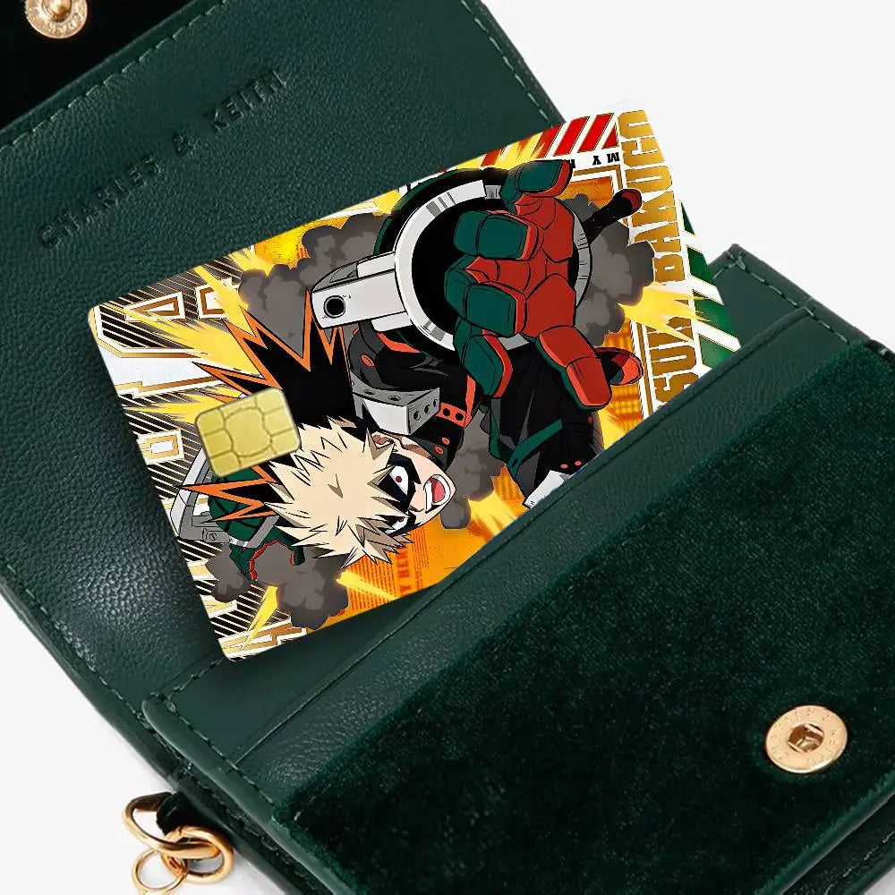 sticker carte crédit anime katsuki bakugo personnalisable réutilisable waterproof multicolore