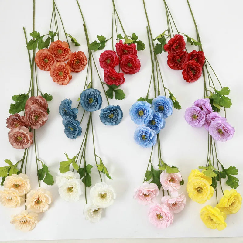 bouquets fleurs artificielles soie blanc orange rose violet jaunes bleues mariage décoration intérieure moderne