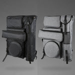 Sac croquis toile gris noir durable fonctionnel boucles poches arrière zipper