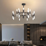 Suspension lumineuse moderne or structure géométrique tubes lumineux fixation crochet éclairage led chambre salon