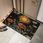 tapis moderne fleurs champignons papillons entrée intérieur extérieur résistant polyester