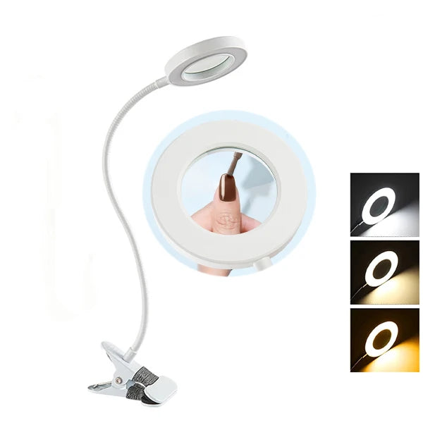 loupe led clip moderne interrupteur bouton poussoir câble usb noir blanc