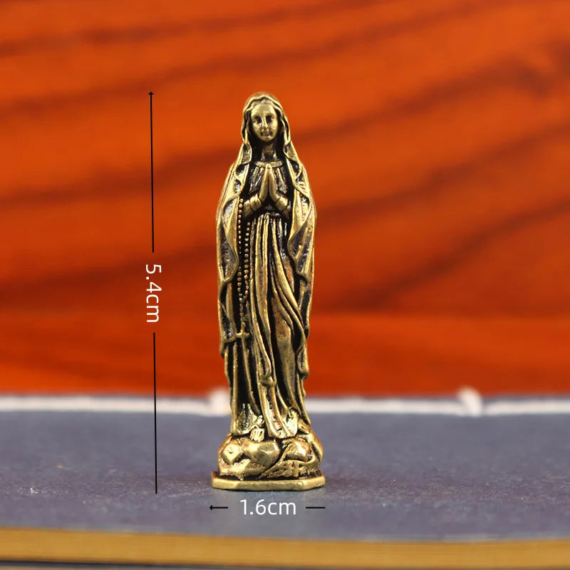 figurines religieuses bronze doré sculpture vierge madonna sacre coeur jesus ornement traditionnel maison