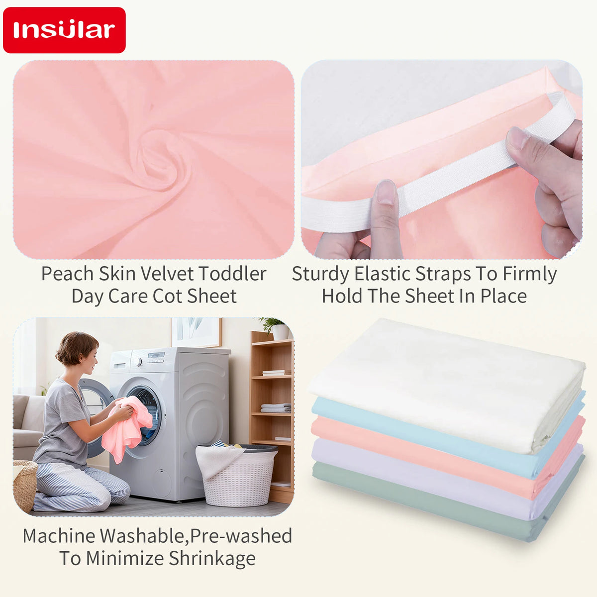 lit d'enfant couverture coton velours rose bleu moderne élastiques quatre saisons