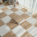 tapis modulable carreaux géométriques noir beige gris vert bleu rose moderne douillet insonorisant chambre