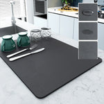 tapis cuisine moderne simili cuir noir absorbant rapide antidérapant 30x40cm vaisselle