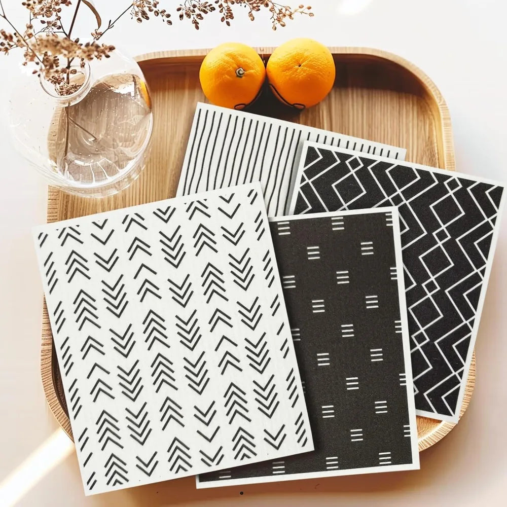 serviettes table modernes motifs géométriques couleurs vives clips durable blanc orange