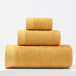 serviettes coton rayées jaune marron orange gris modernes absorbantes douces