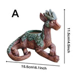 ornement jardin dragon resine vert marron clair succulentes fantaisie artistiqueextérieurintérieur