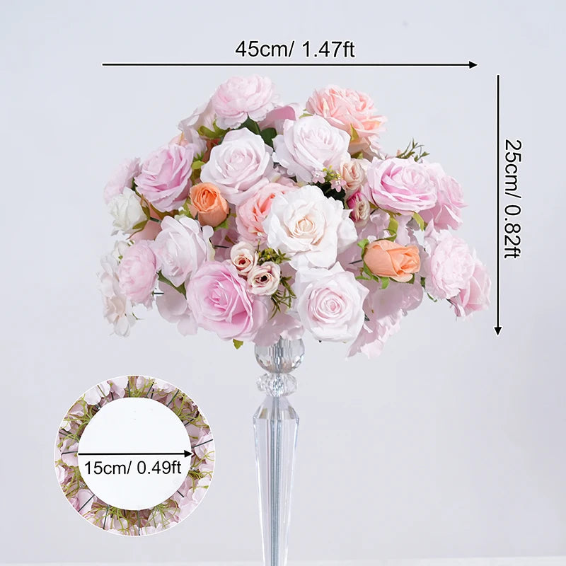 décoration mariage rose violet fleurs artificielles table arrangement floral événement romantique élégant