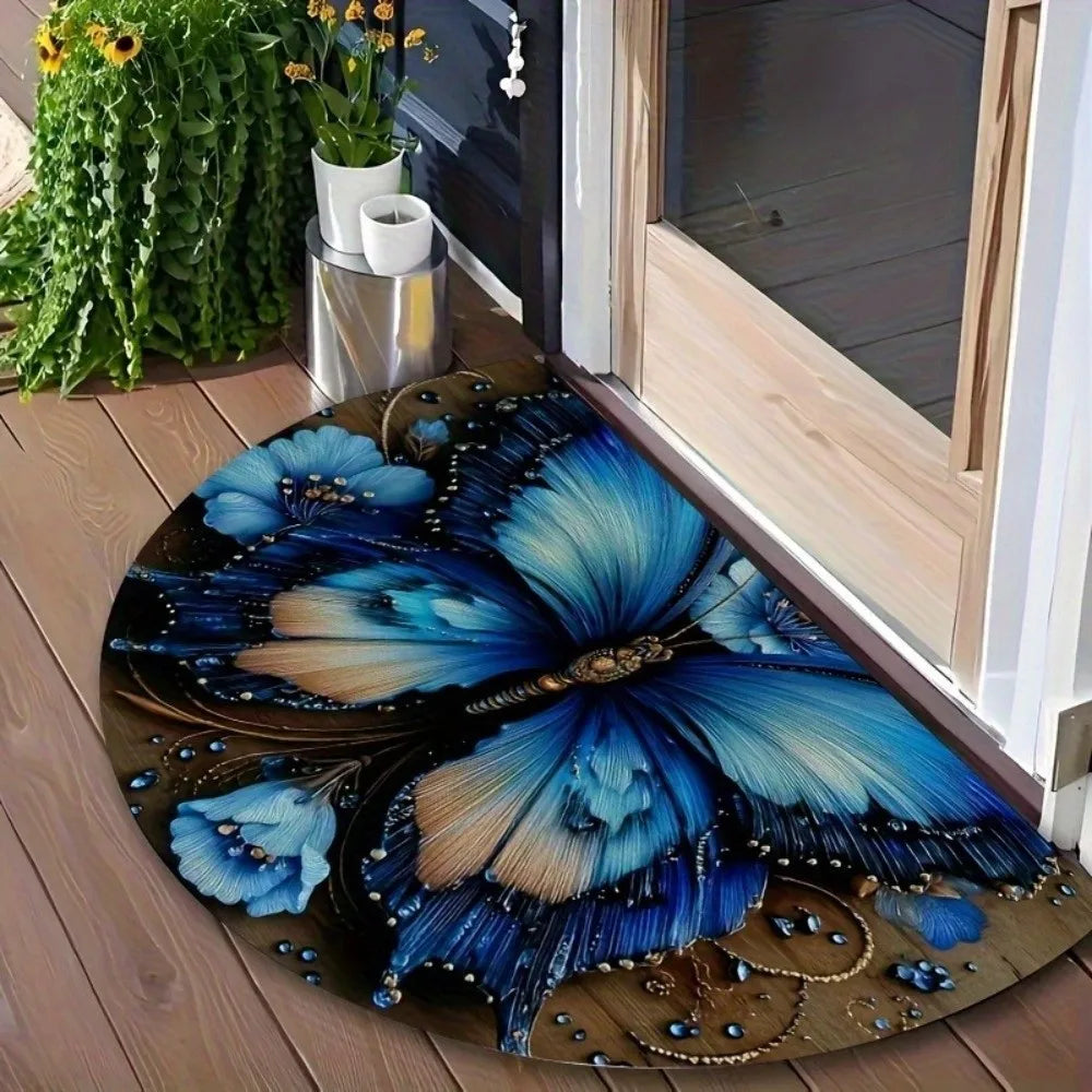tapis porte demi rond motif floral moderne antidérapant lavable divers couleurs abeilles mandala