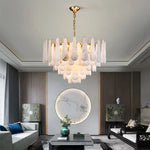 lustre suspension moderne marbre blanc doré luxe salon salle manger chambre élégant