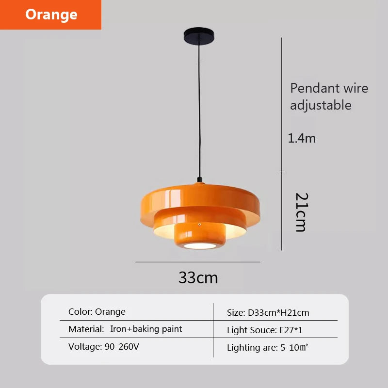 suspension lumineuse moderne orange ampoule e27 câble suspendu scandinave chambre restaurant salon
