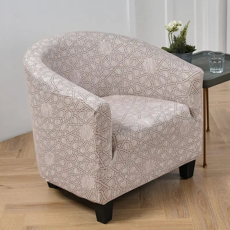 housse fauteuil tubulaire impression géométrique moderne polyestère machine bleu beige
