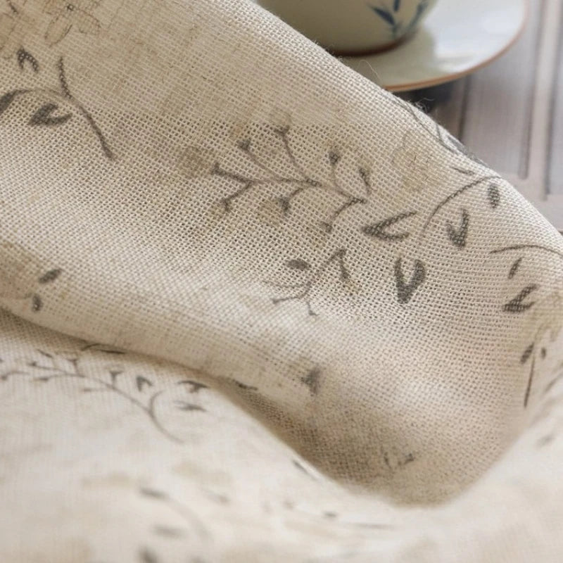rideaux polyester imprimé floral beige clair semi transparent classique maison