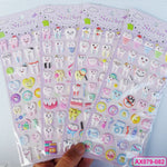 stickers cartoon dents souriantes animaux fleurs blanc rose vert bleu jaune orange rouge